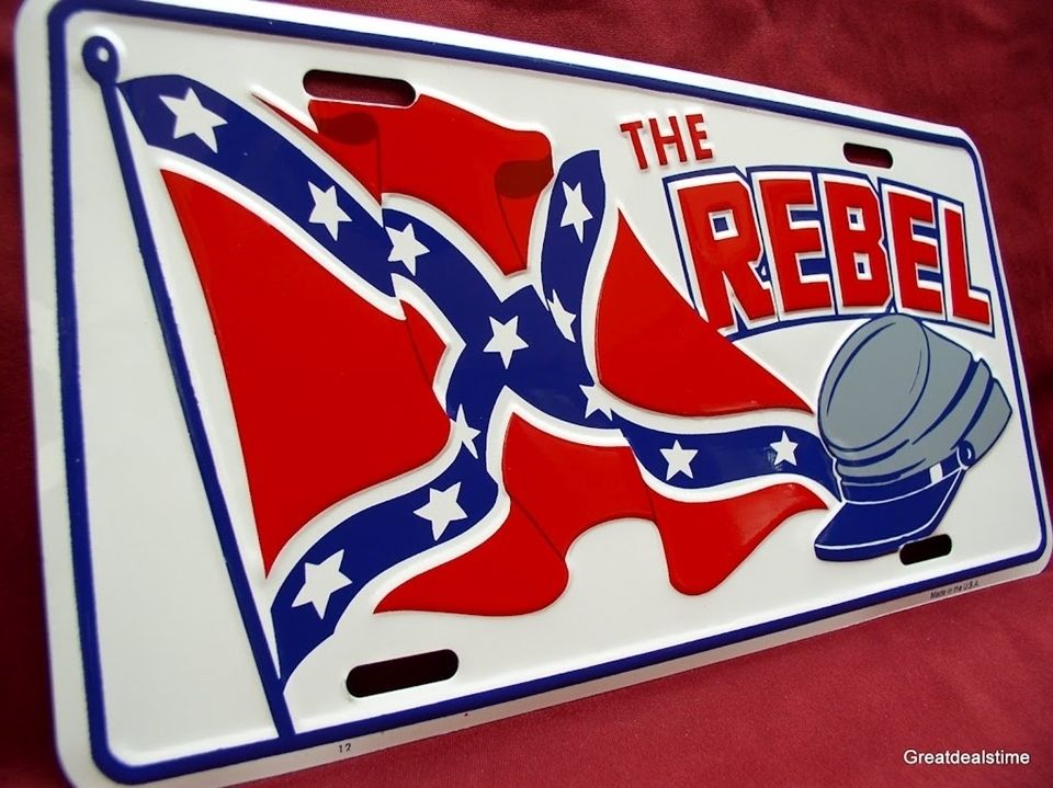 The Rebel Flag Kepi Hat Novelty Embossed Car Tag License Plate Sign