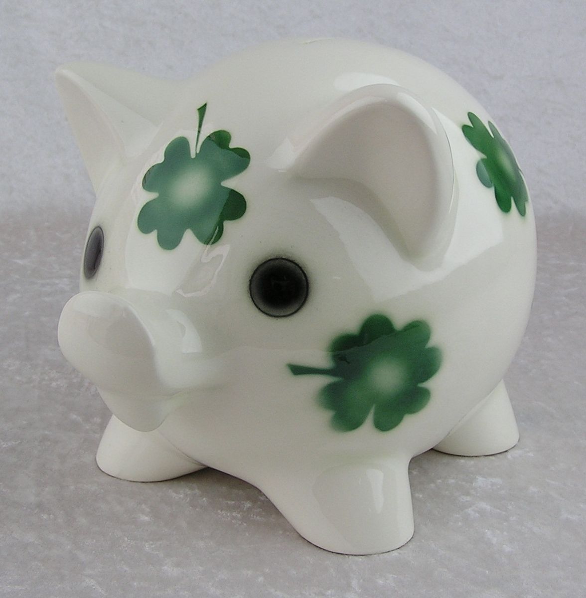 Goebel West Germany Large Vintage Shamrock Pig Piggy Bank Metal