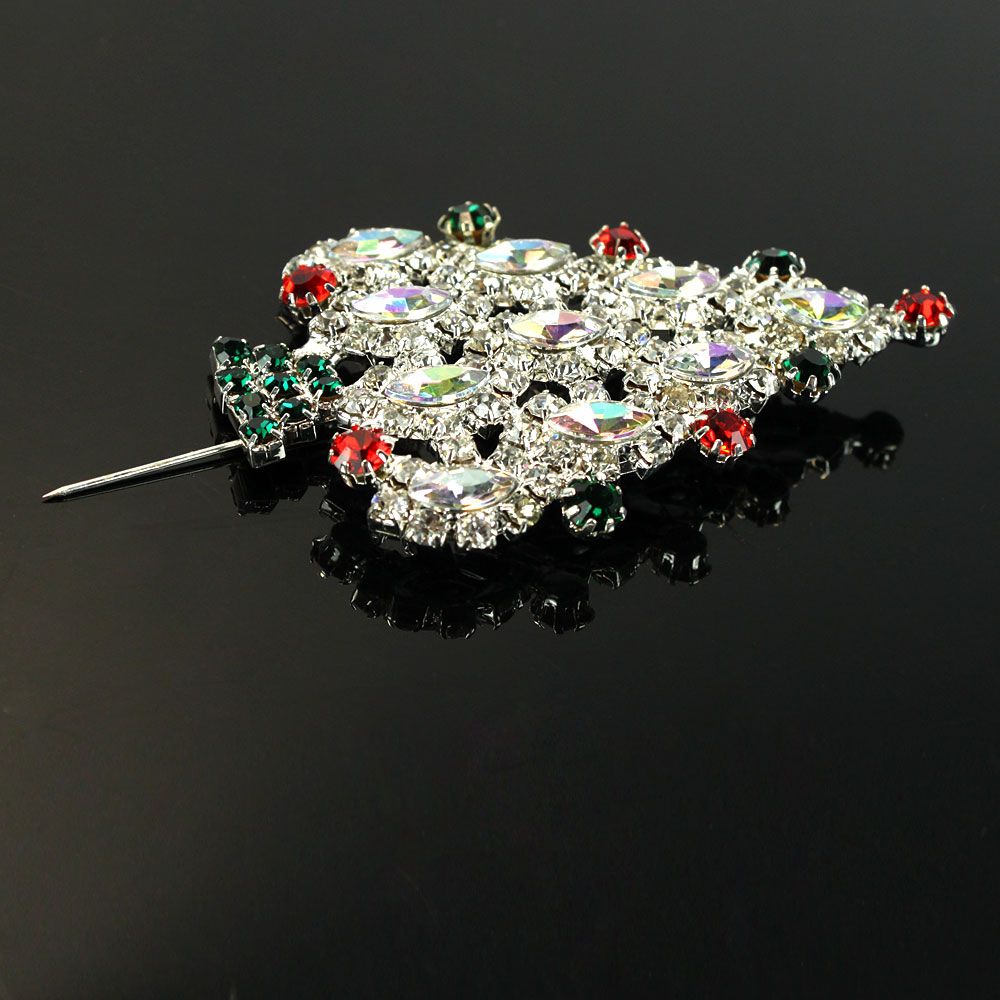 New Christmas Tree Shaped Rhinestone 3 Pcs Brooch Pin Fashion