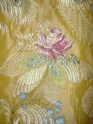  Shabby Roses French Lace Silk Brocade Fabric 5 Yards Goldenrod