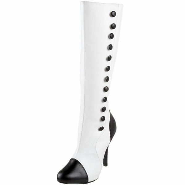 Sexy Black PU 4 5 Heel Buttoned Knee High Boot Zipper Funtasma Arena