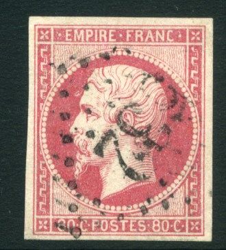  1853 classic Napoleon imperf 80c. 4 MARGINS  Gros Chiffres  POSTMARK