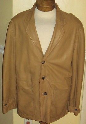 GIORGIO ARMANI LE COLLEZIONI TAN ITALIAN LEATHER JACKET COAT MADE IN