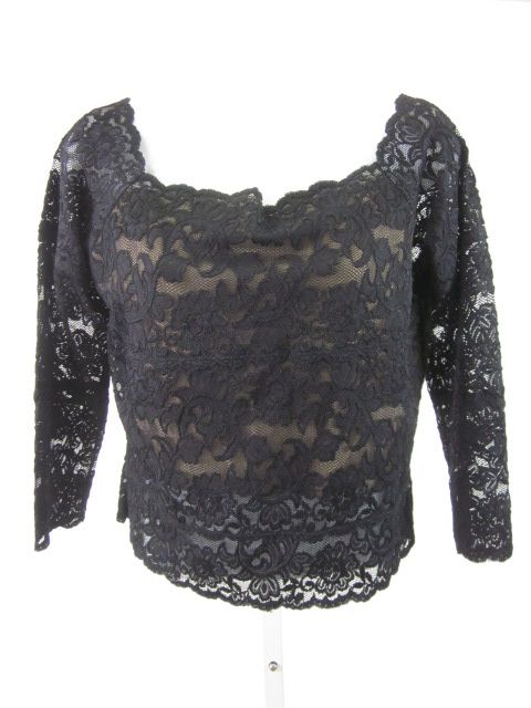 Hanky Panky Black Lace Off The Shoulder Shirt Blouse L