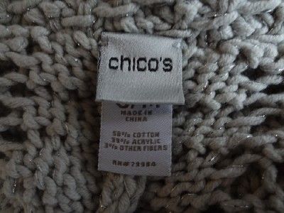 Chicos Long Loose Tunic Sweater Vest Knit w Silver Thread  Generous