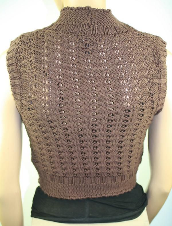 Süßes Bolero Weste Strickweste Ärmellos Braun XS H M Boho Ethno 1T