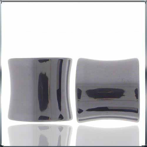 Pair 9/16 inch (14mm) Hematite Organic Saddled Ear Plugs Gauges