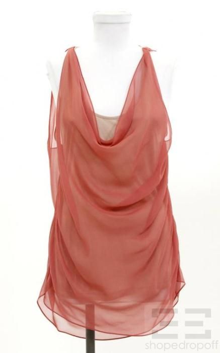 Haute Hippie Salmon Pink Jersey Silk Layered Sleeveless Top Size s New