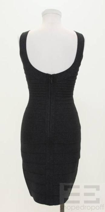 Herve Leger Navy Blue Shimmer Sleeveless Bandage Dress Size XS