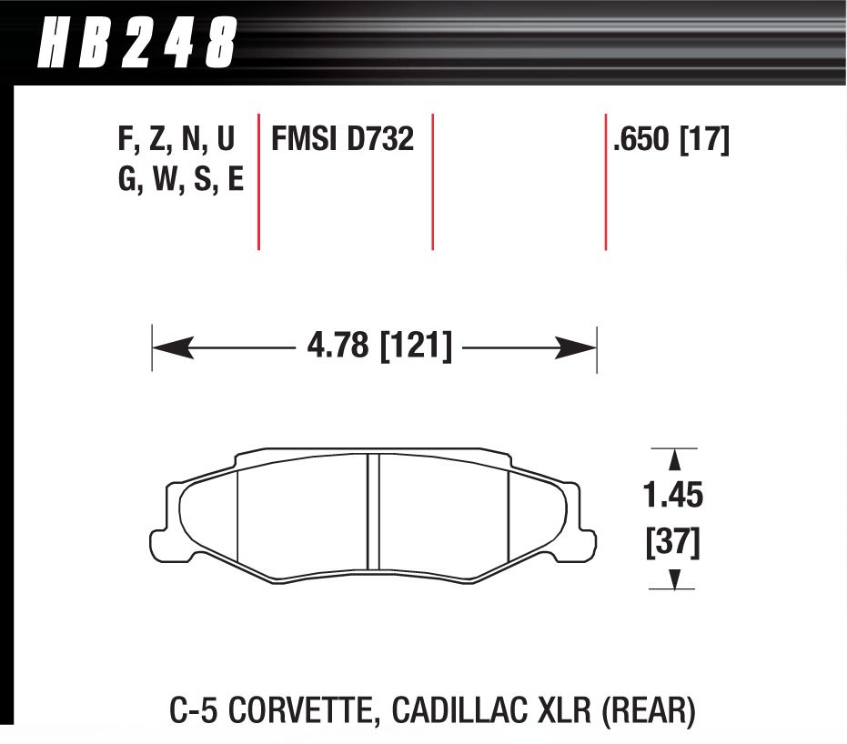 Hawk Ceramic F R Brake Pads Corvette C5 C6 C6Z51 XLR