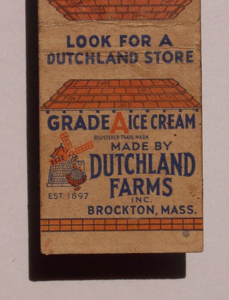 1940s Matchbook Dutchland Farms Brockton Hingham MA MB