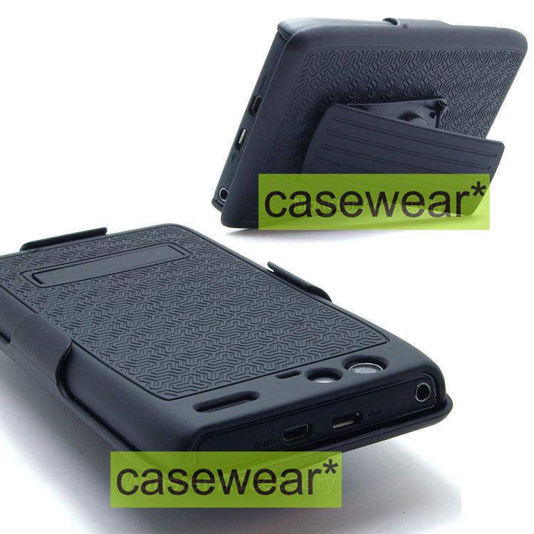 Black Holster Kickstand Hard Case Cover Combo for Motorola Droid RAZR