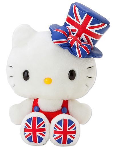 Hello Kitty Cute Plush Doll Union Jack Silk Hat Sanrio London 2012