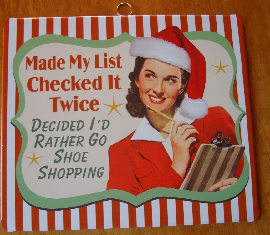  Shoe Shopping Funny Vintage Retro Holiday Christmas Decor Sign