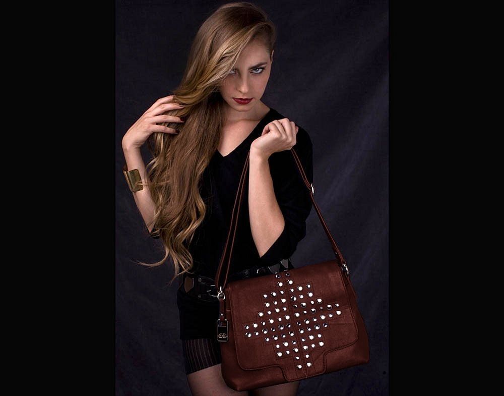 Hayden Harnett Studly Flap Bag Brown Cognac Leather $300