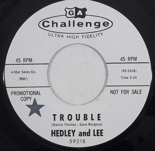  Rockabilly Psych Garage 45 Hedley and Lee Trouble Challenge