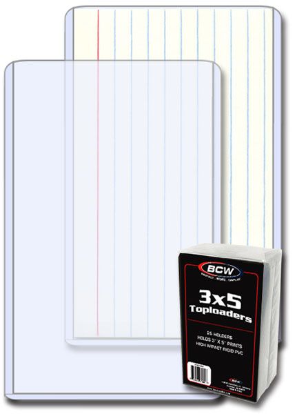 Lot of 200 BCW 3 x 5 Photo / Index Card Hard Plastic Topload Holders