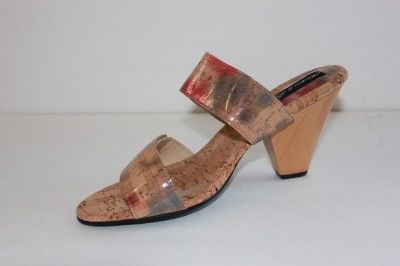 New Helle Comfort Womens Wanoma Red Cork Shoe Heel Sandal Slide Size