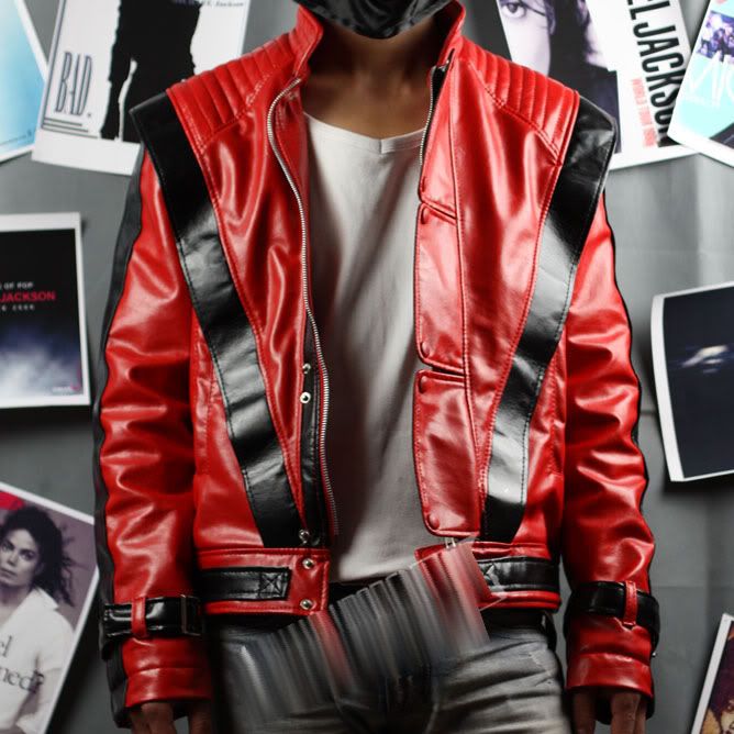 Michael Jackson MJ Costume Thriller Red Leather Jacket Replica