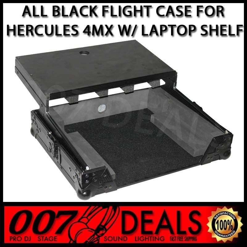 HERCULES 4MX NEW ProX BLACK FLIGHT DJ CASE FOR W SLIDING LAPTOP SHELF