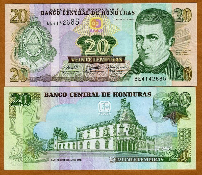 Honduras 20 Lempiras 2006 P 93 93A UNC