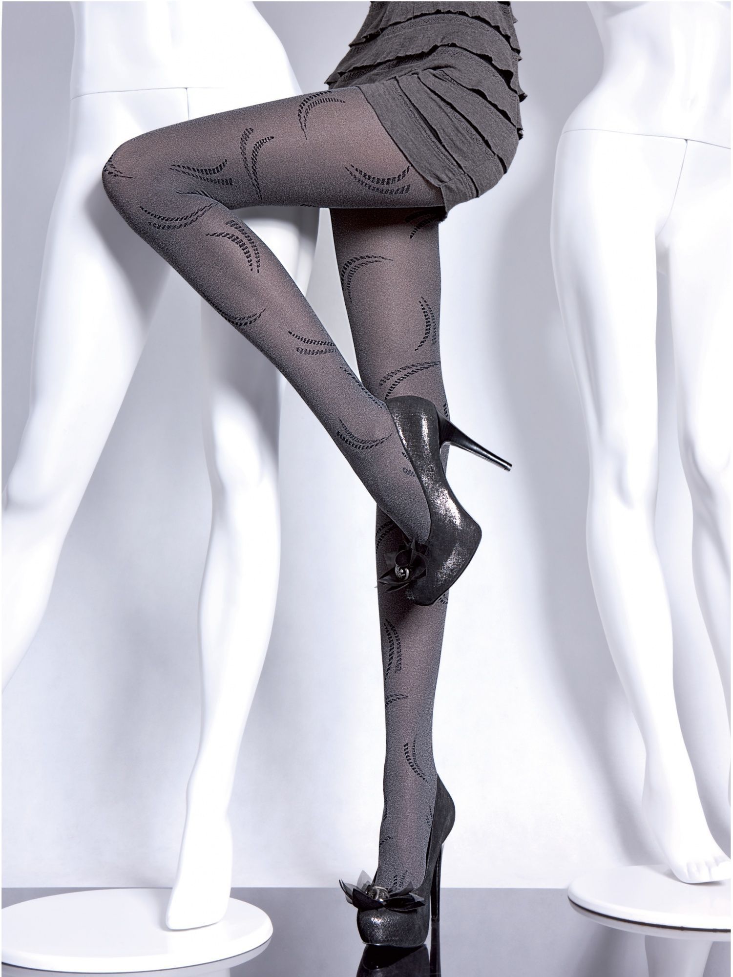  opaque pattern pantyhose tights HILDA 40 den MADE IN EU size S BLACK