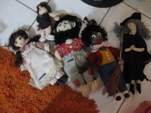 Vintage Lot of 5 Dolls Plus Chair Hillbillys Witch