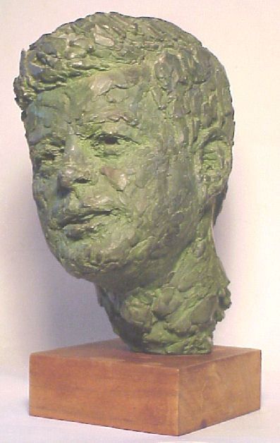 Robert Berks JFK John F Kennedy Bust on Wood Base