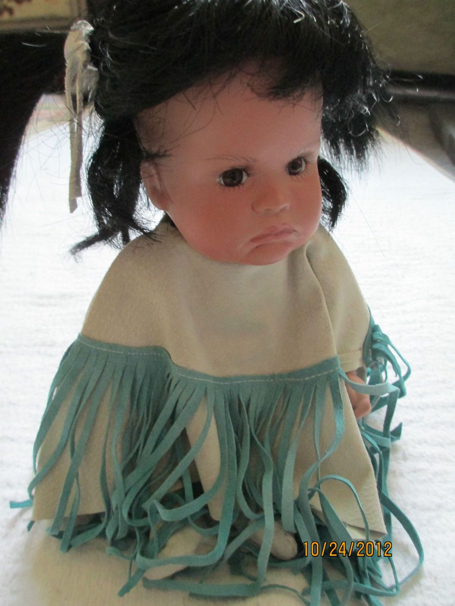 NATIVE AMERICAN Indian DOLL Signed PAPOOSE NUMBERED 26 PORCELAIN Gene