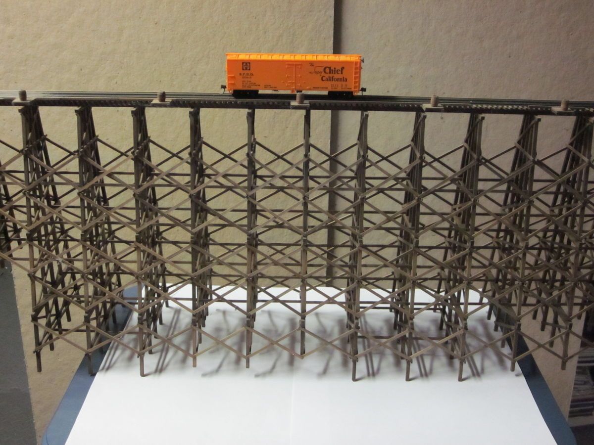 HO Trestle Bridge 13 High 40 Long Bass Wood Built from Modular Parts