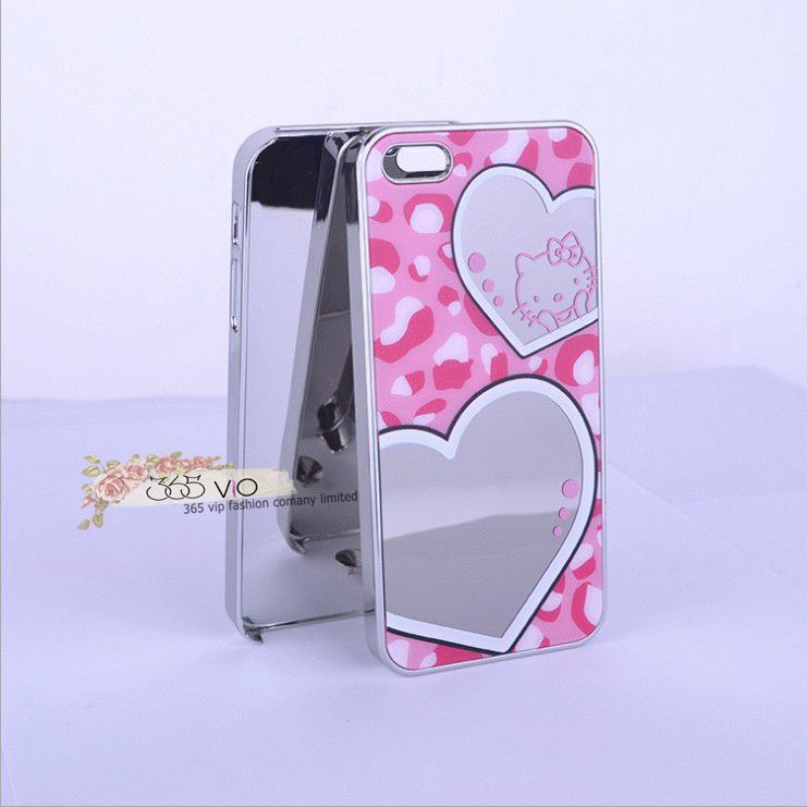Pink Cute Hello Kitty Mirror Style Hard Plastic Case Cover for iPhone