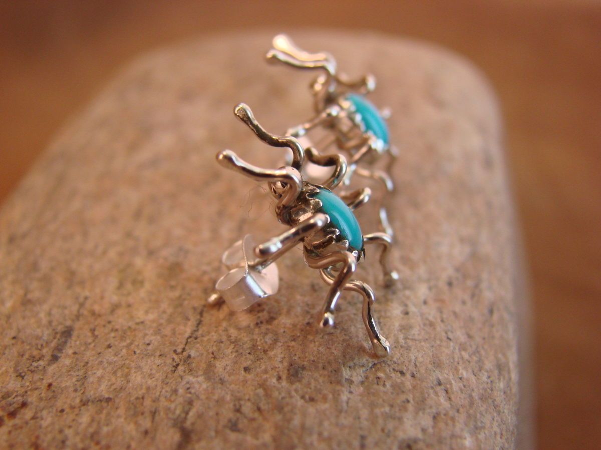  Sterling Silver Turquoise Spider Post Earrings by Spencer