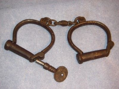 Antique Handcuffs Really Old Hiatt Warranted Hand Cuffs