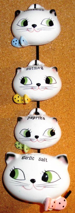 RARE 1959 Holt Howard Cat Cozy Kitten Spice Set w/ Metal Rack and