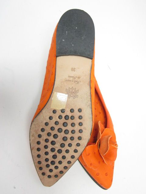 Hollywould Cabana Orange Ostrich Skin Flats Sz 39 9