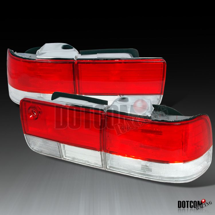92 93 Honda Accord 4DR EX LX Euro Tail Lights Red Clear