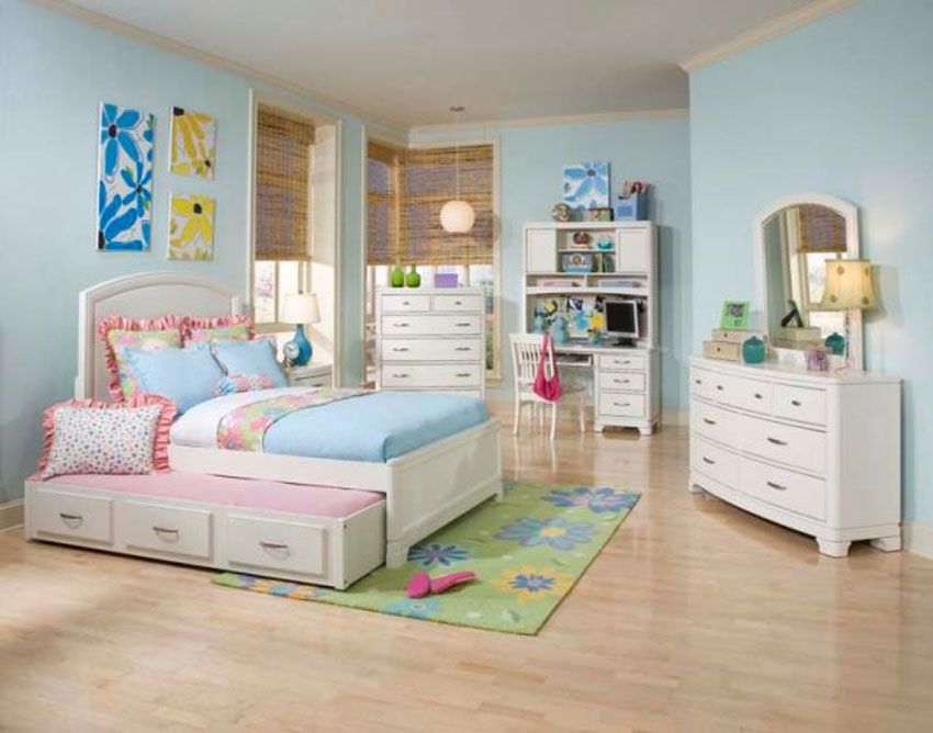 Full Panel Storage Bedroom Set 5 PC White Laguna Beach 891