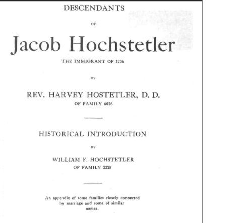 Jacob Hochstetler Family Genealogy Hostetler Hostetter