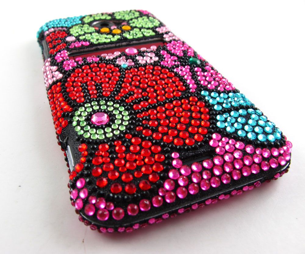 Funky Flowers Rhinestone Bling Hard Case Cover HTC EVO 4G LTE Phone