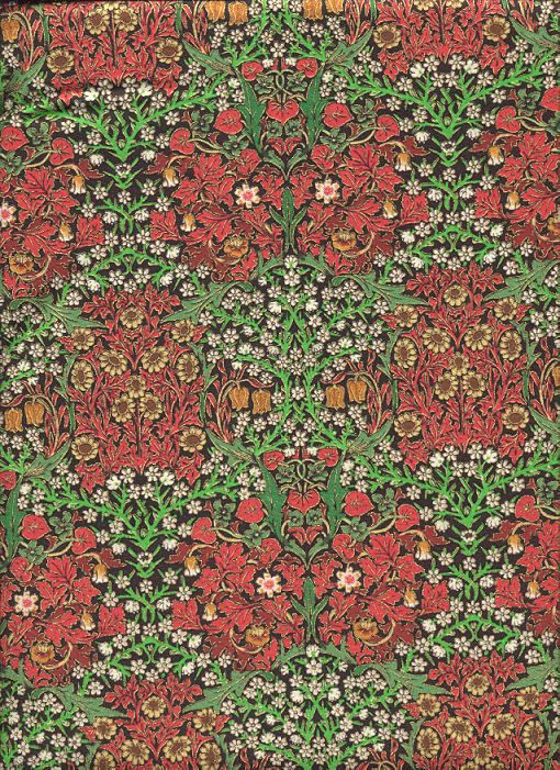 RARE Rose Hubble Art Nouveau William Morris Fabric Blackthorn Scarlet