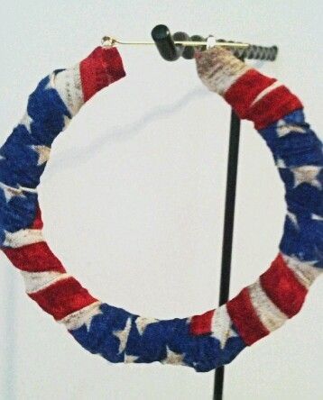 American Flag Bamboo Hoop Earrings Large