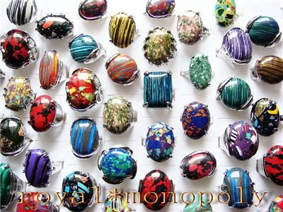 Wholesale Lots 12pieces of Huge Natural Stone Rings