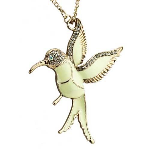 Fashion Hummingbird Pendant Long Chain Necklace