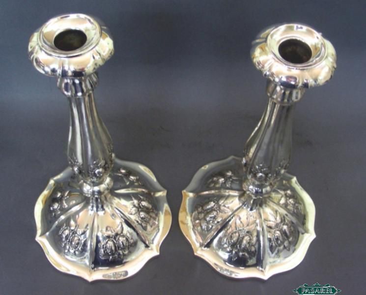 Austro Hungarian Silver Shabbat Candlesticks Pest C1880