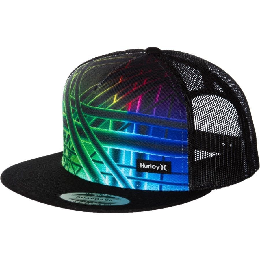 Hurley Straps Black Multi Trucker Hat Cap Snapback Adjustable One Size