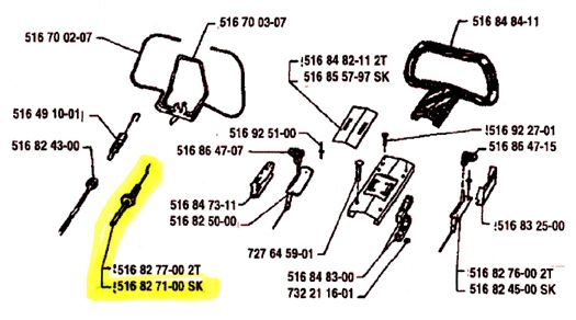 Husqvarna 53 Lawn Mower Parts Control Cable 516827100