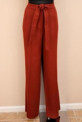 168 JCrew Hutton Tie Trouser in Wool Crepe 16 Henna