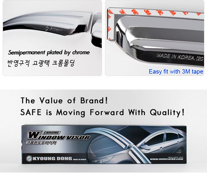 HYUNDAI 2011 2012 Accent 4Door sedan Chrome Sun Shade Rain Guard Door