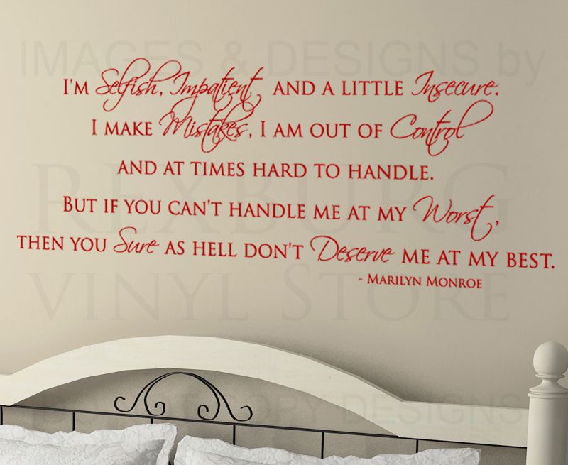 Wall Decal Sticker Quote Vinyl Art IM Selfish and Impatient Marilyn