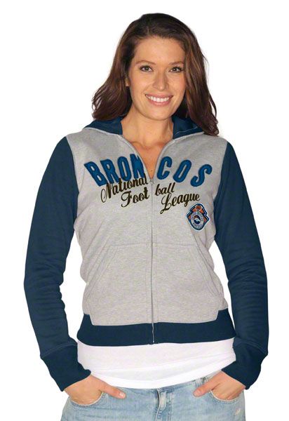 Denver Broncos Womens Navy Nickel Coverage Full Zip Hooded Sweatshirt